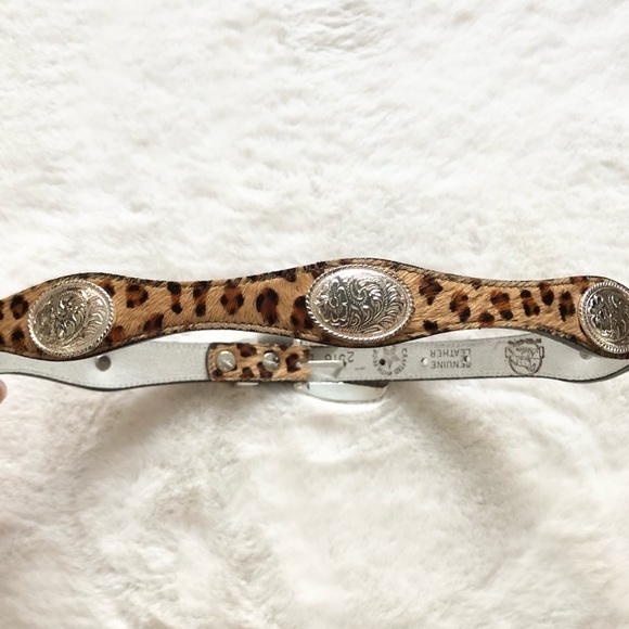 NADIM Leather Cheetah Print Calf Hair Western Belt Trendy Rodeo Chic - Picture 4 of 10